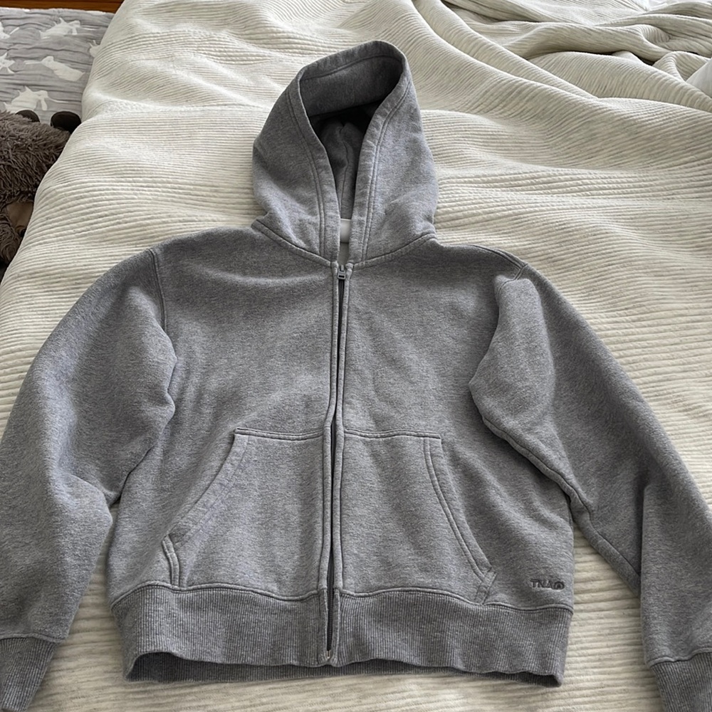 Aritzia Tna Cozy Fleece Perfect Zip Hoodie Heather Dover Grey Size XS